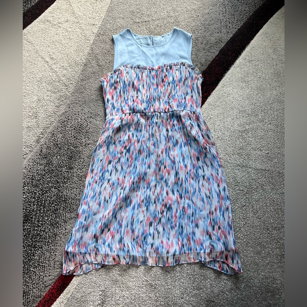 Milly Of New York Blue Silk Chiffon Confetti Print Mini Dress